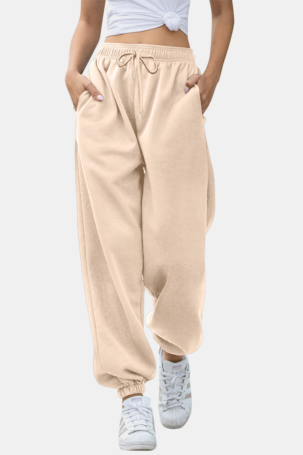 Elastic Waist Joggers with Pockets