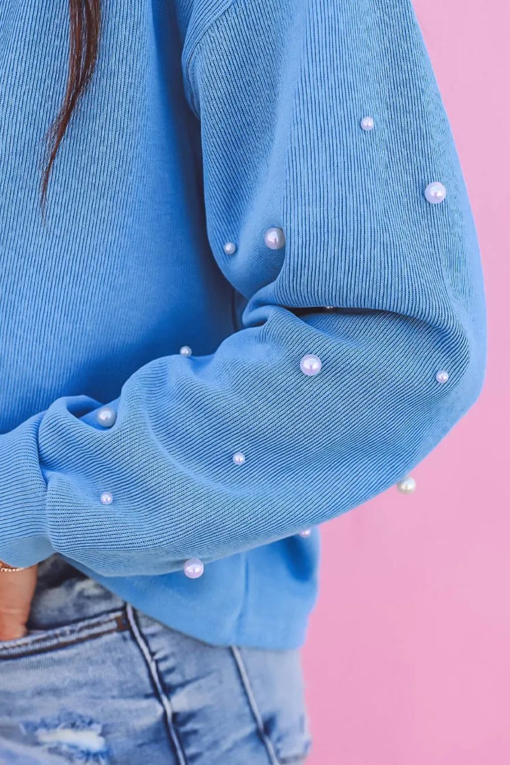 Pearl Detail Long Sleeve Sweatshirt