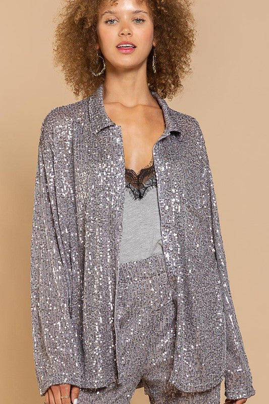 Sequin Long Sleeve Shirt