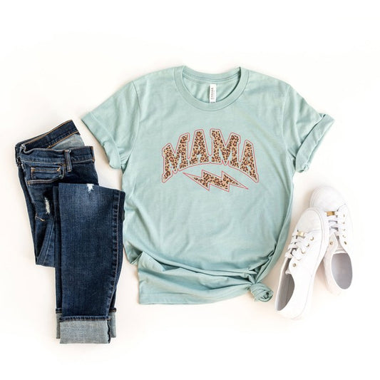 Mama Leopard Lightning Bolt Short Sleeve Tee