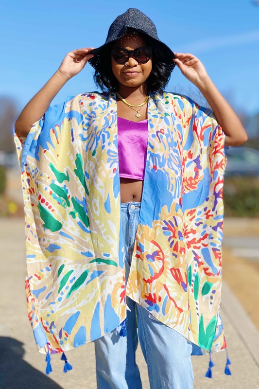 Lily Island Watercolor Kimono