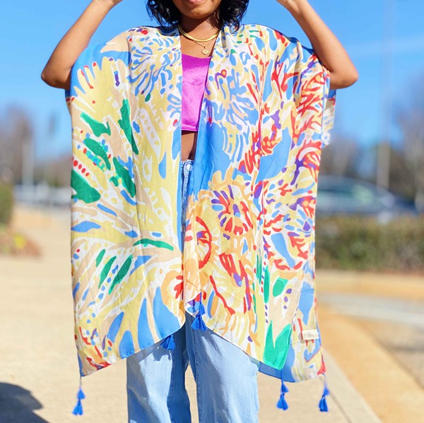 Lily Island Watercolor Kimono