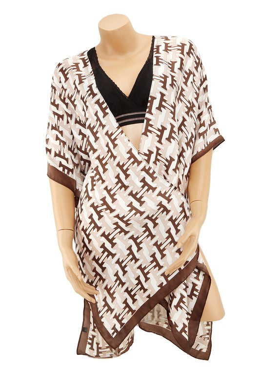 Regular Pattern Print Kimono