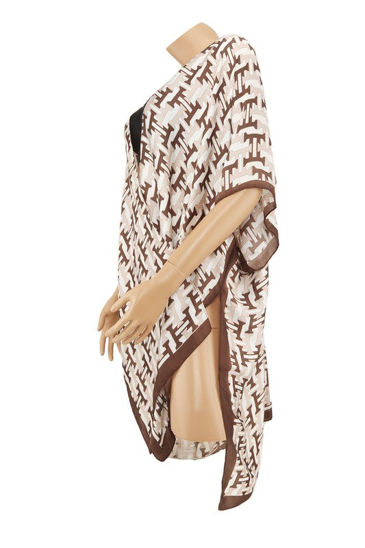 Regular Pattern Print Kimono