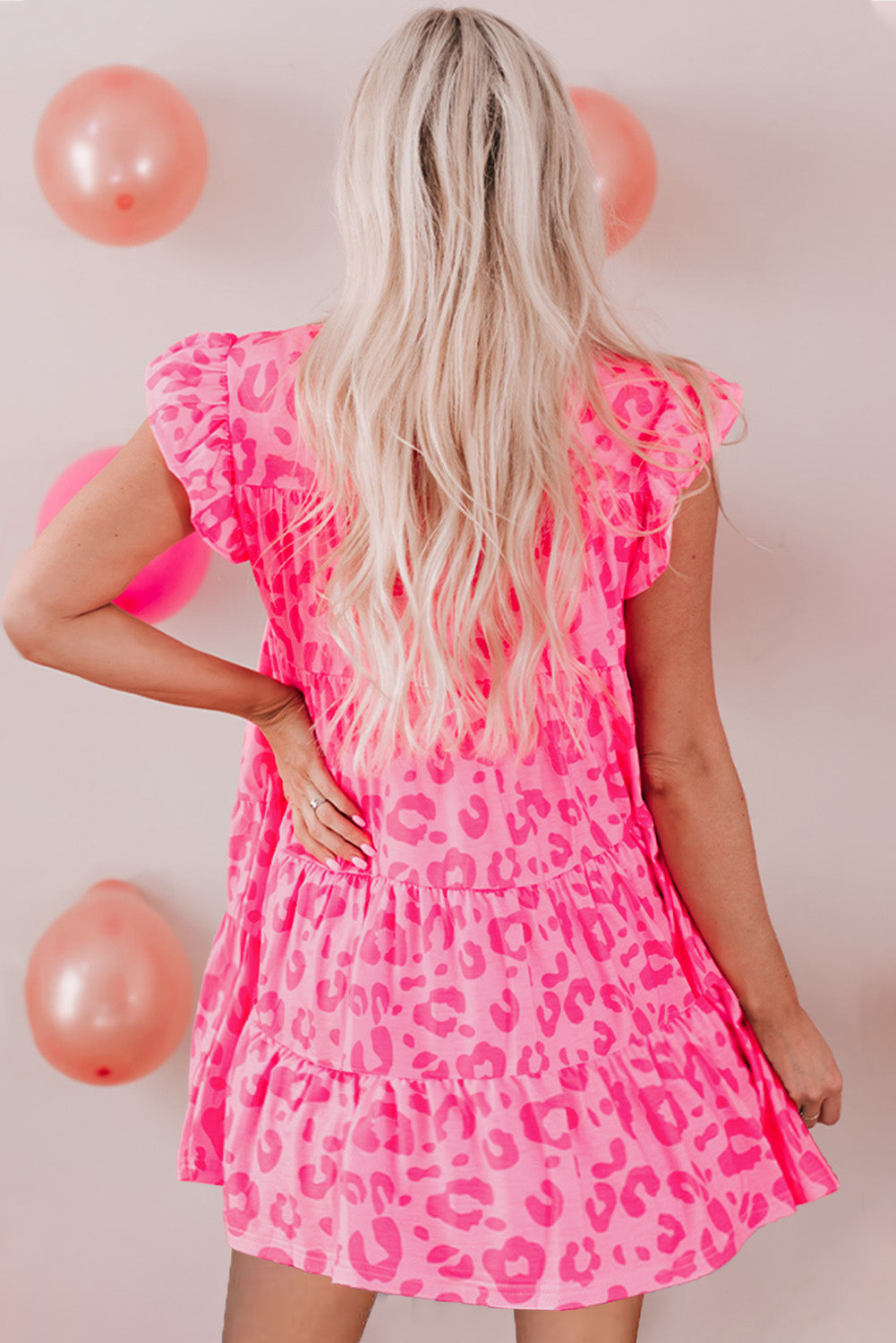 Rose Plus Size Leopard Ruffle Tiered Dress