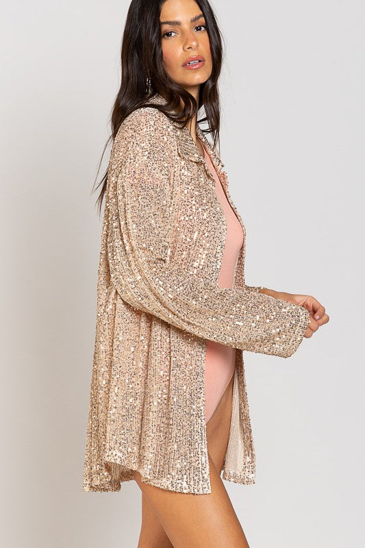 Sequin Long Sleeve Shirt