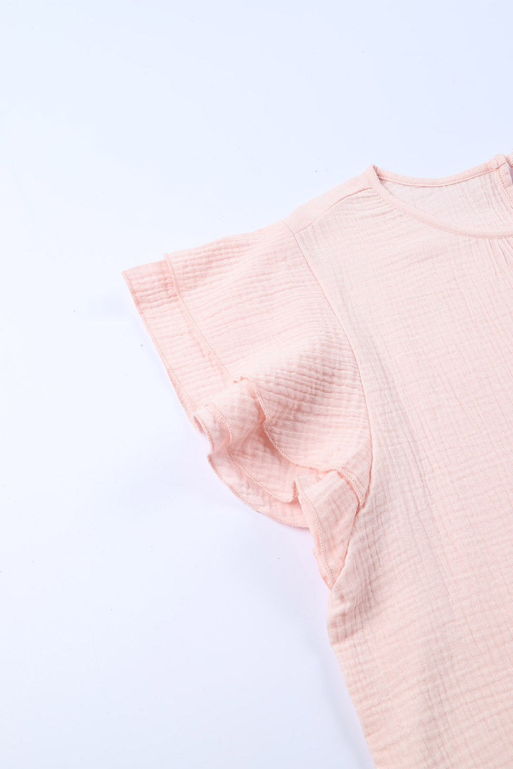 Pink Textured Tiered Ruffle Casual Short Sleeve Top