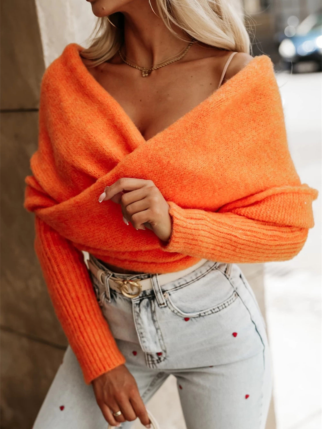 Long Sleeve Cropped Knit Top