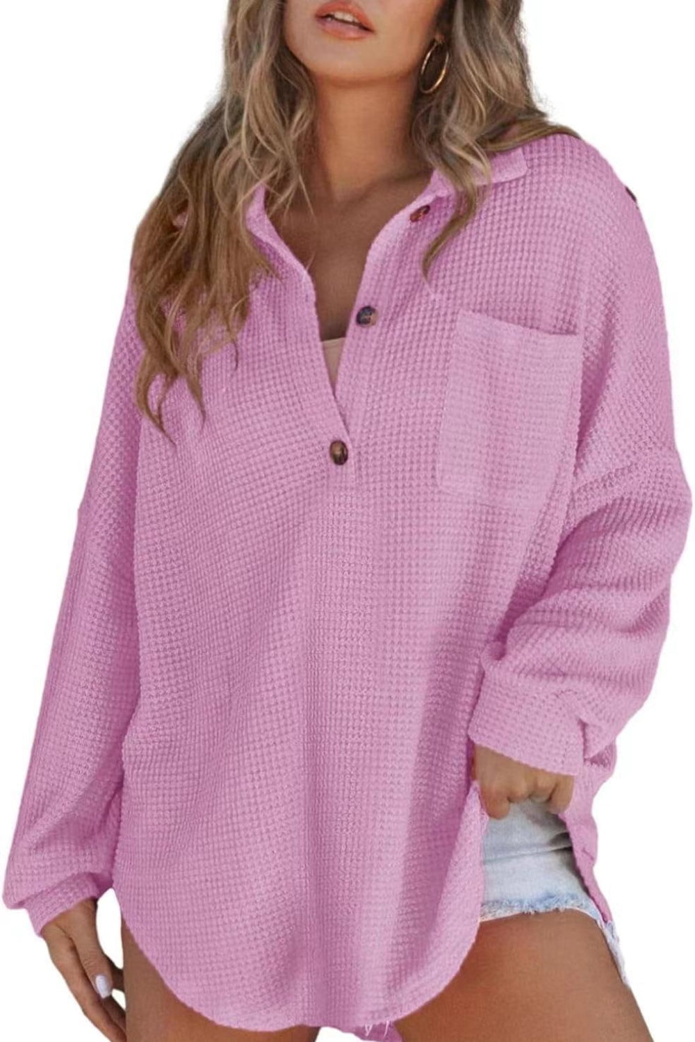 Half Button Long Sleeve Sweatshirt