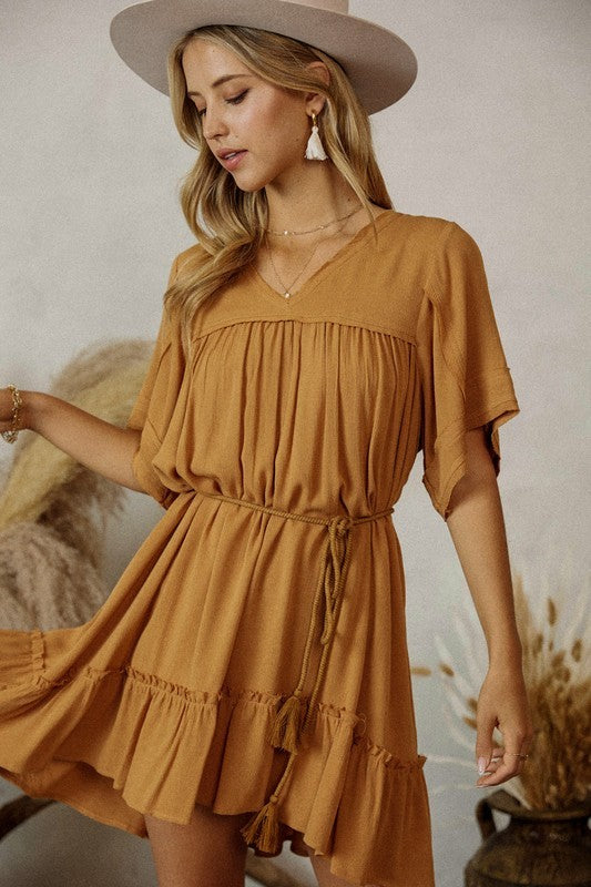 Solid linen dress