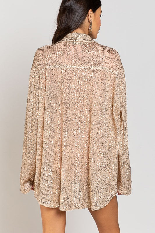 Sequin Long Sleeve Shirt