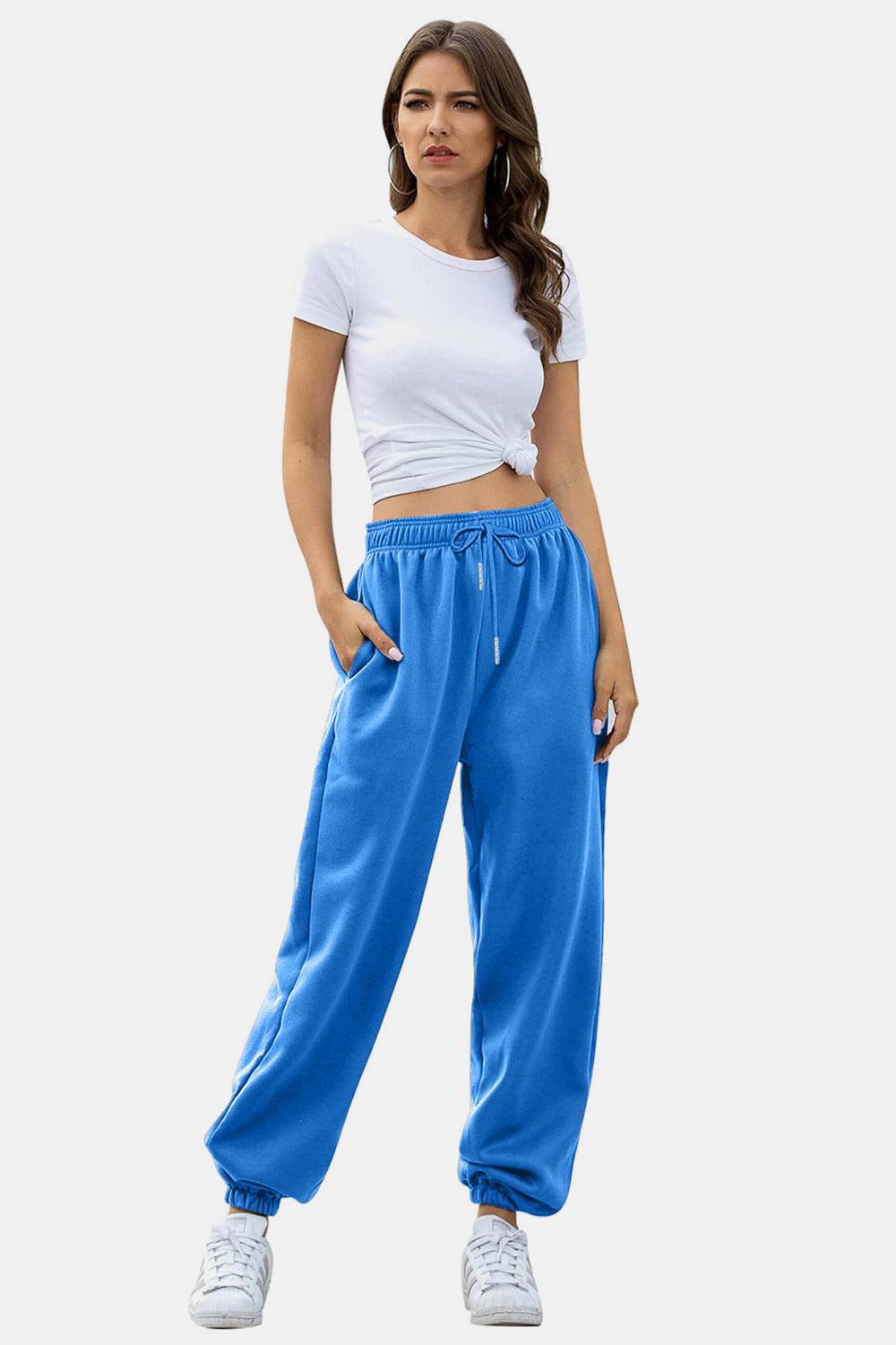 Elastic Waist Joggers with Pockets