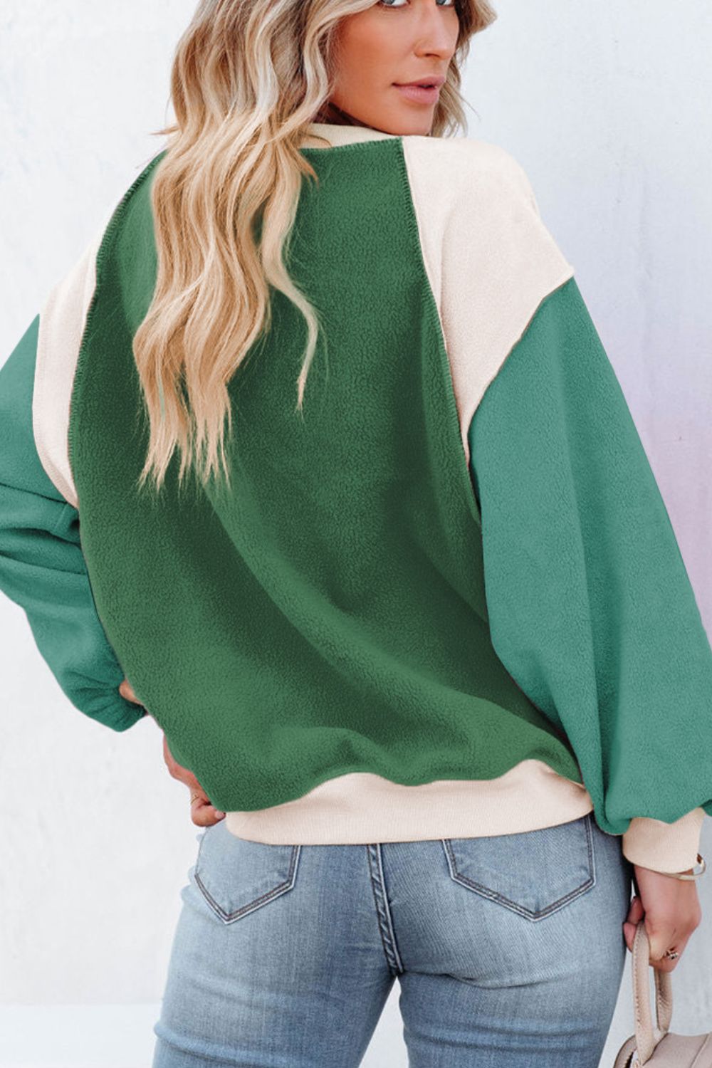 Color Block Round Neck Long Sleeve Sweatshirt